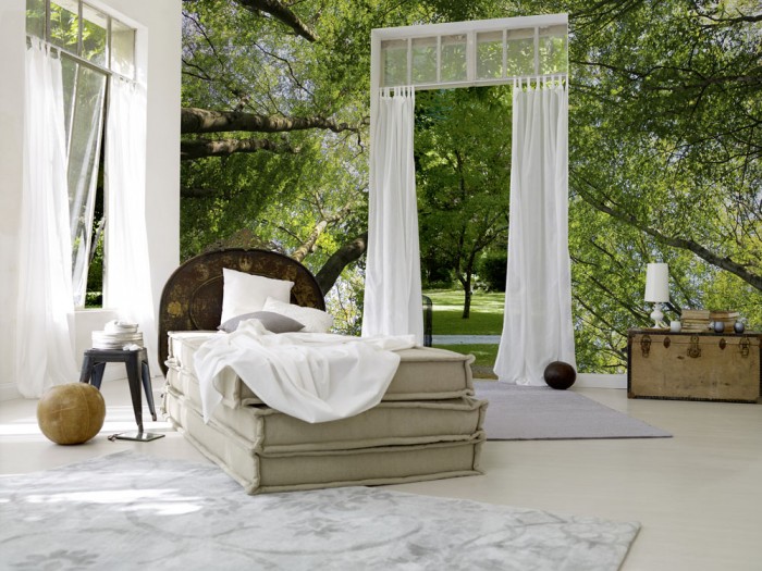 3D-Fototapete Baumkronen im Laubwald