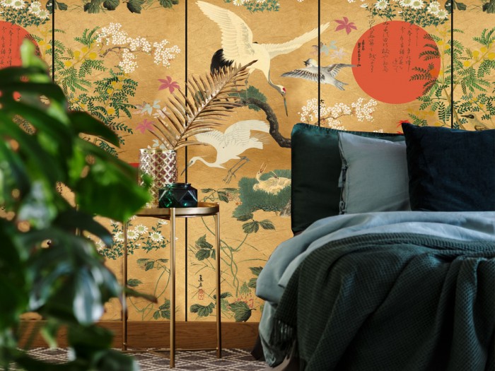 Raumansicht der Selected Walls Tapete Sendai Crane Wallpaper Col. 01