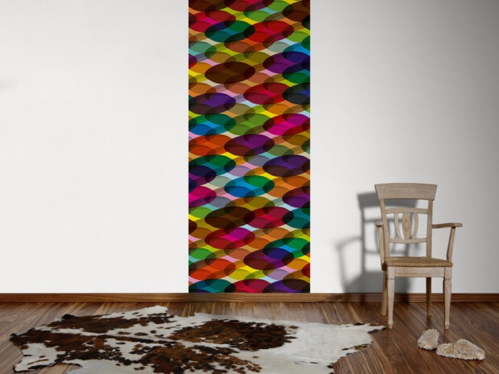 Ein Foto von dem 3D-Design-Fotopanel Bunte Kreise, Artwork tapeziert an der Wand. Bestelle Deine Bildtapete online.
