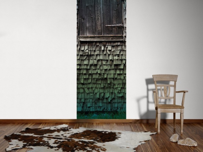 Ein Foto von dem 3D-Fotopanel Alte Scheune aus Holz, Vintage tapeziert an der Wand. Bestelle Deine Bildtapete online.
